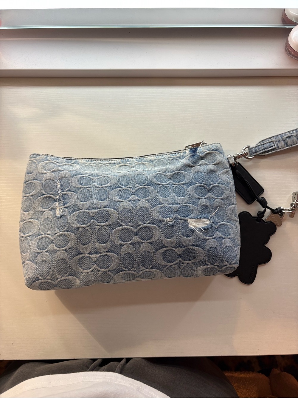 Coach Pouch In Loved Signature Denim With Charms